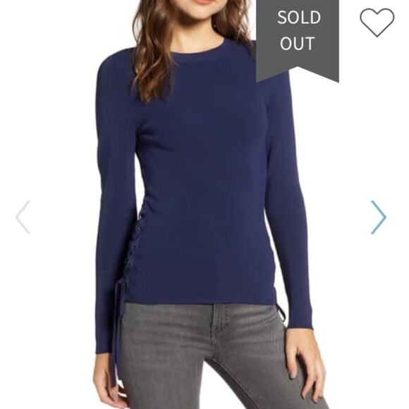 Chelsea28 Navy Blue Sweater Side Tie size Small - Picture 1 of 8